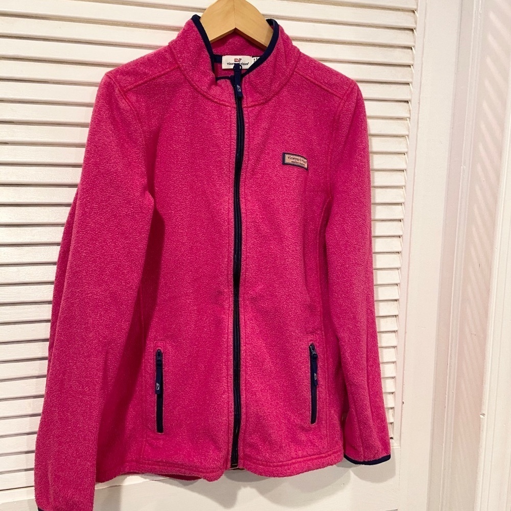 Vineyard Vines Fuchsia Pink Fleece Zip Up - Picture 1 of 8